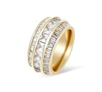 QSYJCCXD Anneau de coupe émeraude coupé Radiant 14K, triphe de hip-hop pour hommes de la mossanite à trois rangées, triple le charme, tripler le wow, cadeaux de la fête des pères pour papa