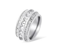 QSYJCCXD Anneau de coupe émeraude coupé Radiant 14K, triphe de hip-hop pour hommes de la mossanite à trois rangées, triple le charme, tripler le wow, cadeaux de la fête des pères pour papa
