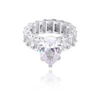 QSYJCCXD Anneau de forme de larme en or 14k, anneau Moisanite coupé radieux coupé de poire, une larme étincelante de joie pour les moments célèbres