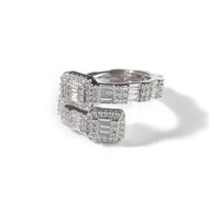 QSYJCCXD Anneau de Moissanite géométrique à l'or 14K Or