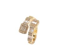 QSYJCCXD Anneau de Moissanite géométrique à l'or 14K Or