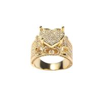 QSYJCCXD Anneau d'engagement en forme de cœur de 14k pour hommes, luxueuse pave halo modesanite Design, cadeau délicat pour lui