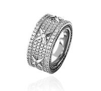 QSYJCCXD Anneau d'étoile carré vintage en or 14K, anneau de hip-hop Moisanite densément réglé, un choix rétro-chic pour des événements spéciaux ou des fêtes, des cadeaux pour papa
