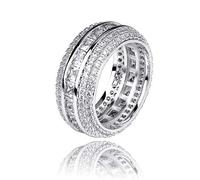 QSYJCCXD Anneau Moissanite à cinq rangées micro-or 14K, bague de style hip-hop, un showstopper à cinq rangées pour les grands événements, cadeau de la fête des pères