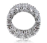 QSYJCCXD Anneau Moissanite incrusté en or 14K en or, bague de style hip-hop masculin, une déclaration à deux rangées pour des personnalités audacieuses, des cadeaux pour papa