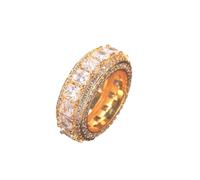 QSYJCCXD Anneau Moissanite rond Classic 14K Gold Classic, élégance, cadeau de mode pour hommes