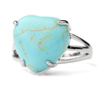 QSYJCCXD Anneaux pour RLS, incrusté de la pierre turquoise en forme de coeur en forme de cœur ajusté op anneau de queue