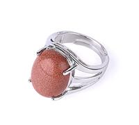QSYJCCXD Anneaux pour RLS, incrusté ovale Natural Brown Sandstone Stone A réglable OP FINKLE TAIL RING DOGING JOING BILLESS pour WOM Lady RLS Wedding Valtine's Day Ft