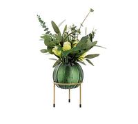 QSYJCCXD Arrangement Floral de Fleur Jaune Sec en Verre en Verre, Fausses Fleurs en Soie