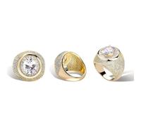 QSYJCCXD Bague en mossanite ovale en or 14 carats avec pierre centrale - Style hip-hop - Pour femme - Élégance moderne rencontre la beauté classique - Fête des pères From Son, 7, A