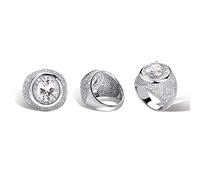 QSYJCCXD Bague en mossanite ovale en or 14 carats avec pierre centrale - Style hip-hop - Pour femme - Élégance moderne rencontre la beauté classique - Fête des pères From Son, 10, A