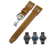 QSYJCCXD Band de montre en cuir authentique de 20 mm pour IWC Big Pilot Watch Mark 18 Spitfire Top Gun Hamilton Cowhide Soft Watch Socle