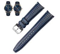 QSYJCCXD Bande de montre en cuir à toilette tissée pour IWC IW344205 Chronographe portugais Pilot Portofino Pliage Backle Backle 22 mm 20 mm Blue Black Watch Bands