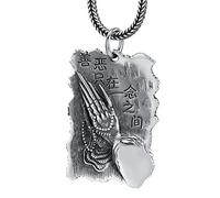 QSYJCCXD Bijoux exquis, colliers avec pendentifs, bonnes et mauvaises mains priant du bien gothique et du mal de la chaîne S + 60 cm