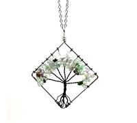 QSYJCCXD Black Tree Life Pendant Quartz Collier Crystal Collier Chakra Gemolstones Copper Wrap Bijoux pour les femmes