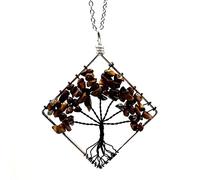 QSYJCCXD Black Tree Life Pendant Quartz Collier Crystal Collier Chakra Gemolstones Copper Wrap Bijoux pour les femmes