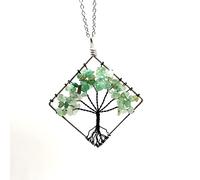 QSYJCCXD Black Tree Life Pendant Quartz Collier Crystal Collier Chakra Gemolstones Copper Wrap Bijoux pour les femmes