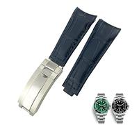 QSYJCCXD Bouettes en cuir de 20 mm à bout incurvé ajustement pour 116610 Submariner Oyster GMT Daytona Slide Lock Backle CowHide Bracelets
