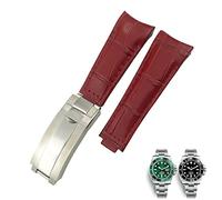 QSYJCCXD Bouettes en cuir de 20 mm à bout incurvé ajustement pour 116610 Submariner Oyster GMT Daytona Slide Lock Backle CowHide Bracelets