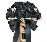 QSYJCCXD Bouquet de Fleurs séchées Exotique 8.3 "Bouquet de mariée à Main Artisanal ， Beau Bouquet Artificiel pour la fête de Mariage (Noir)