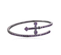 QSYJCCXD Bracelet à l'épée en or 14K et croix, bracelet de mossanite, un symbole frappant de la foi et de la force, le meilleur cadeau de jour
