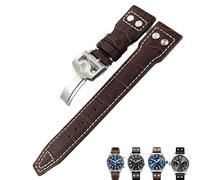 QSYJCCXD Bracelet de montre en cuir de vache italien noir bleu marron pour IWC Pilot Mark Portofino 20 mm 21 mm 22 mm, 22mm