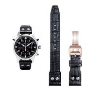 QSYJCCXD Bracelet de montre en cuir de vache véritable pour IWC Pilot Mark 18 avec fermoir déployant Marron 21 mm 22 mm, 22mm Mark On