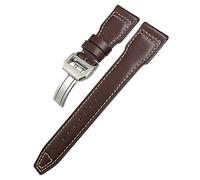 QSYJCCXD Bracelet de montre en cuir véritable de 21 mm pour IWC Big Pilot Watch Mark 18 Spitfire Top Gun Hamilton Cowhide Strap Store, Marron et blanc 1, Without Buckle