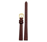 QSYJCCXD Bracelet de montre en cuir véritable pour femme 6 mm 8 mm 10 mm 12 mm Bracelet de montre en cuir lézards petites montres-bracelets boucle ardillon de ceinture (couleur : boucle dorée marron