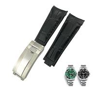 QSYJCCXD Bracelet en cuir avec bandes en cuir avec bandes en cuir de 20 mm pour extrémité incurvée 116610 Submariner Oyster GMT Daytona., noir, 20mm-Gold Buckle