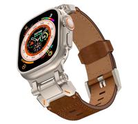 QSYJCCXD Bracelet italien en cuir de vache pour montre Ultra 49 mm 46 mm 45 mm 42 44 mm Bracelet de luxe pour homme SE 6 5 4 Série 10 9 8 7 Ultra 2 bandes de surveillance du bracelet, Marron (Ti Brown