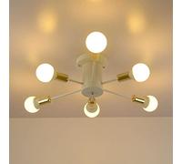 QSYJCCXD Chandelier Moderne du Milieu du siècle, éclairage de Plafond en métal Industriel, Lampe à Plafond à Montage Semi-affinée, lampadaire E27