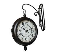 QSYJCCXD Corloge Murale de métal de Luxe Modern Silent Vintage Watch 360 degrés Rotation Mur Antique Double Face American Corloges Mur Home Decor Decoration Decoration Decoration Facile to Hang