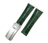 QSYJCCXD End Metal Gretine Leather Watch Bands ， pour Daytona Sub-Submariner GMT Master Yacht 20 mm STRAP GREEN BLUE BLACK BAND 17.5-18.5 cm