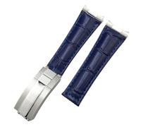 QSYJCCXD End Metal Gretine Leather Watch Bands ， pour Daytona Sub-Submariner GMT Master Yacht 20 mm STRAP GREEN BLUE BLACK BAND 17.5-18.5 cm