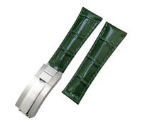 QSYJCCXD End Metal Gretine Leather Watch Bands ， pour Daytona Sub-Submariner GMT Master Yacht 20 mm STRAP GREEN BLUE BLACK BAND 17.5-18.5 cm