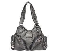 QSYJCCXD Femmes épaule rétro avec épaule à plusieurs poches multi-poches en cuir fourre-tout sacs amovibles boussole casual sac femme, gris, Taille unique