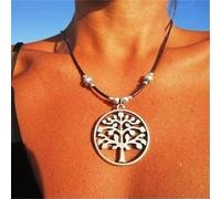 QSYJCCXD Femmes rétro boho 925 Silver Round Pendant Collier Party Band Bijoux Gift- # 9