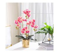 QSYJCCXD Fleur Artificielle avec Ensemble de Vase - Orchidée Artificielle phalaenopsis floked Fleurs de Plantes orchidées pour la décoration de décoration intérieure de la pièce maître