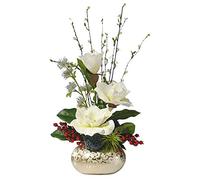 QSYJCCXD Fleurs artificielles avec céramique Vase Silk Fake Flower Plantes Floral Arrangement Floral pour Les centres de Table de Table de Mariage