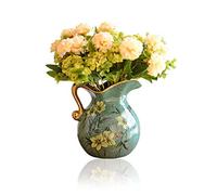 QSYJCCXD Fleurs artificielles avec Vase Fake Silk Flower Bouquet en Vase Fleurs de Mariage Décoration pour Table Home Office Party Table Centre Central