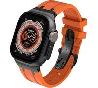 QSYJCCXD Fluororubber Sport Watch Strap , Silicone Watch Band , pour Ultra 49mm 44mm 45mm 42mm 9 8 7 6 5 4 SE