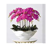 QSYJCCXD Grande orchidée Artificielle avec Vase Blanc décoratif PU phalaenopsis Arrangement de Fleurs artificielles Fausses Plants en Pot Tableaux de Table de Salon décoration intérieure