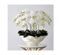 QSYJCCXD Grande orchidée Artificielle avec Vase Blanc décoratif PU phalaenopsis Arrangement de Fleurs artificielles Fausses Plants en Pot Tableaux de Table de Salon décoration intérieure