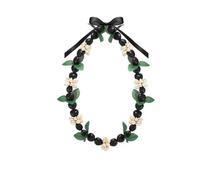 QSYJCCXD Hawaiian Graduation Kukui Nut leis Collier de fleur Ribbon Bow Clit Clôture Réglable Coeur acrylique Perles de coquille pour le lycéen