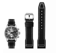 QSYJCCXD Kaker de vache en nylon haute densité pour IWC Mark Pilot Prince Bertolo Portugal Pliable Boba Montre 20 Bracelet pour homme 21 mm Nylon Cowhide Ratio en cuir Bracelet, Ligne blanche argentée