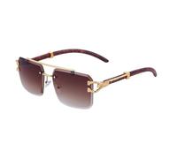 QSYJCCXD Lunettes de soleil carrées en bois pour homme - Sans monture - Grain de bois vintage - Lunettes de luxe rétro, c2, Taille unique
