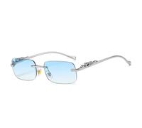 QSYJCCXD Lunettes de soleil de luxe sans monture homme femme mode dégradé métal léopard rétro nuances rectangulaires lunettes de soleil, Double bleu., Taille unique