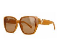 QSYJCCXD Lunettes de soleil en forme de V pour femme - Miroir rétro - Lunettes de soleil vintage - Noir, Thé C4, Taille unique