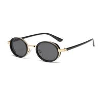 QSYJCCXD Lunettes de soleil miroir ovales pour femme UV400 - Couleur bonbon - Noir, Noir, doré, noir, Taille unique